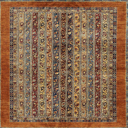 Square Abstract Red Modern Rug, abs664