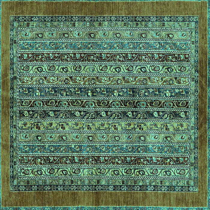 Square Machine Washable Abstract Turquoise Modern Area Rugs, wshabs664turq