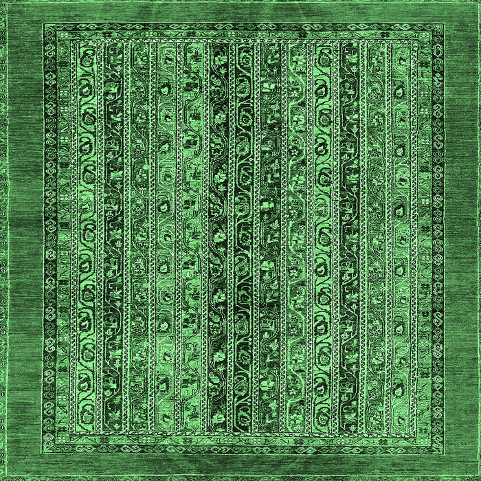 Square Abstract Emerald Green Modern Rug, abs664emgrn