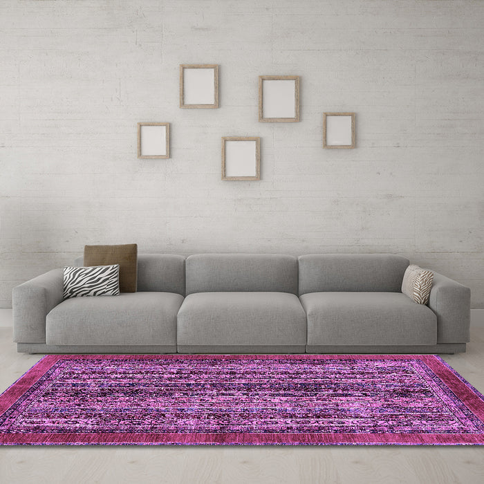 Machine Washable Abstract Purple Modern Area Rugs in a Living Room, wshabs664pur