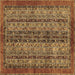 Square Abstract Brown Modern Rug, abs664brn