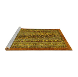 Sideview of Machine Washable Abstract Yellow Modern Rug, wshabs664yw