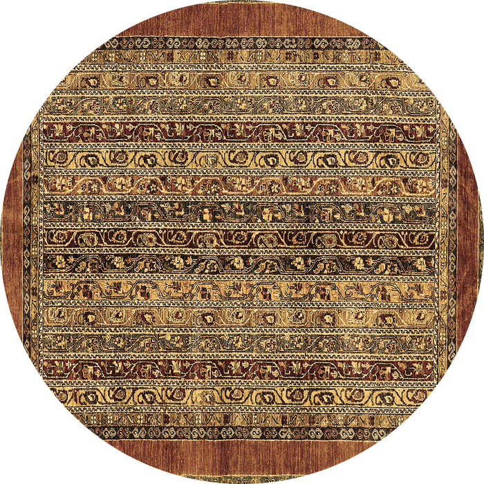 Round Abstract Brown Modern Rug, abs664brn