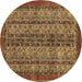 Round Abstract Brown Modern Rug, abs664brn