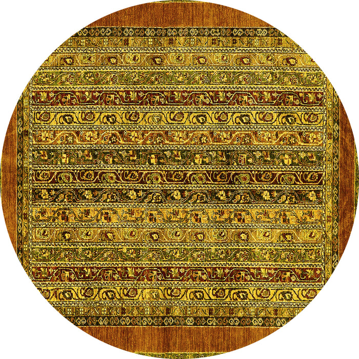 Round Abstract Yellow Modern Rug, abs664yw