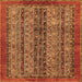 Square Machine Washable Abstract Orange Modern Area Rugs, wshabs664org