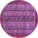 Round Machine Washable Abstract Purple Modern Area Rugs, wshabs664pur