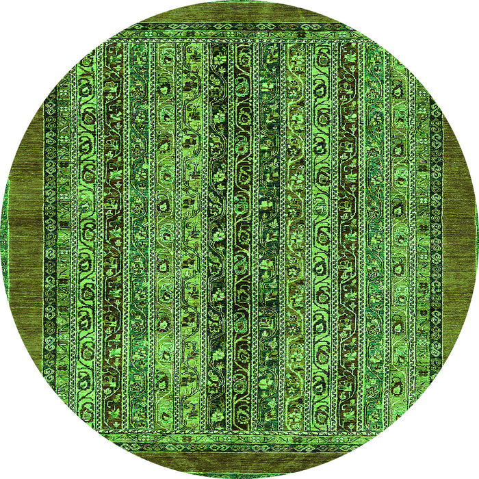 Round Abstract Green Modern Rug, abs664grn