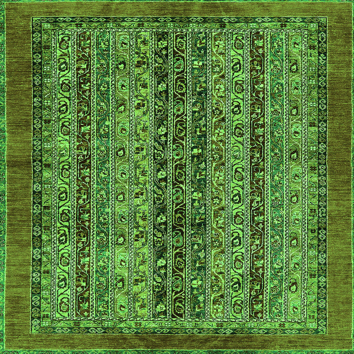 Square Abstract Green Modern Rug, abs664grn