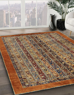 Machine Washable Abstract Vermilion Red Rug in a Family Room, wshabs664