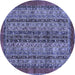 Round Machine Washable Abstract Blue Modern Rug, wshabs664blu