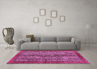 Machine Washable Abstract Pink Modern Rug, wshabs664pnk