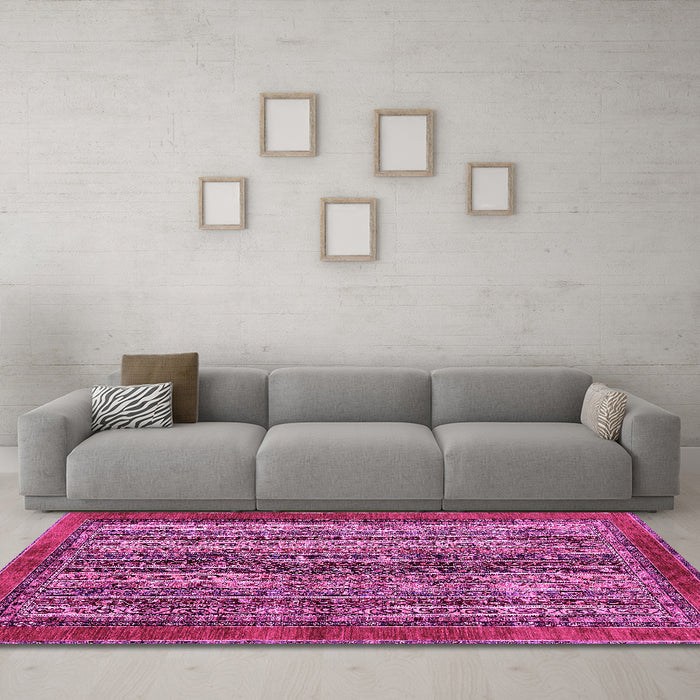 Machine Washable Abstract Pink Modern Rug in a Living Room, wshabs664pnk