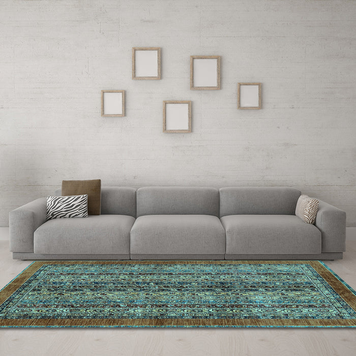 Machine Washable Abstract Light Blue Modern Rug in a Living Room, wshabs664lblu