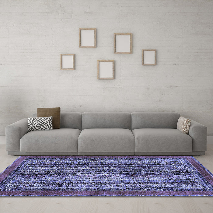 Machine Washable Abstract Blue Modern Rug in a Living Room, wshabs664blu