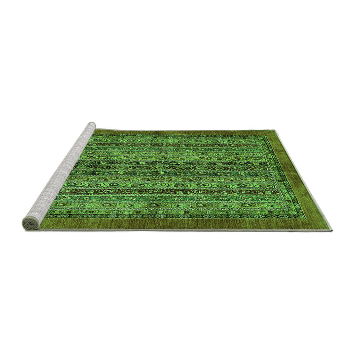 Sideview of Machine Washable Abstract Green Modern Area Rugs, wshabs664grn