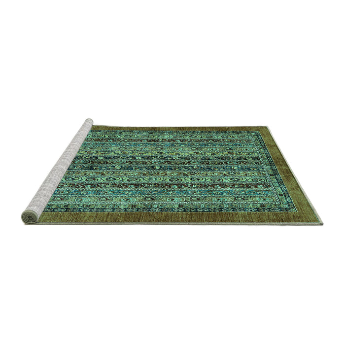 Sideview of Machine Washable Abstract Turquoise Modern Area Rugs, wshabs664turq