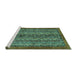 Sideview of Machine Washable Abstract Turquoise Modern Area Rugs, wshabs664turq