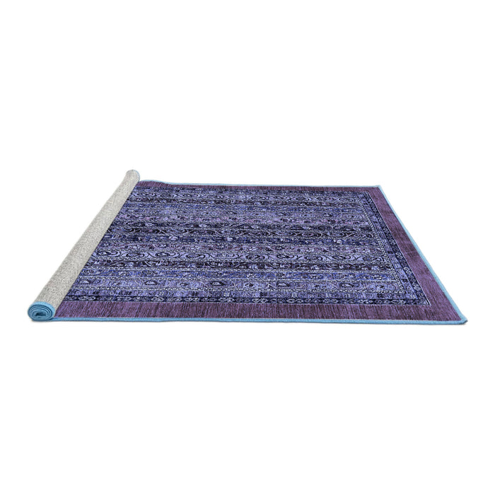 Sideview of Machine Washable Abstract Blue Modern Rug, wshabs664blu