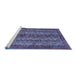 Sideview of Machine Washable Abstract Blue Modern Rug, wshabs664blu