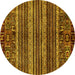 Round Abstract Yellow Modern Rug, abs665yw