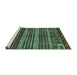 Sideview of Machine Washable Abstract Turquoise Modern Area Rugs, wshabs665turq