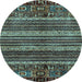 Round Abstract Light Blue Modern Rug, abs665lblu