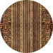 Round Machine Washable Abstract Brown Modern Rug, wshabs665brn