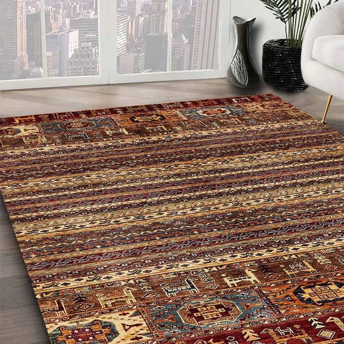 Abstract Maroon Red Modern Rug in Family Room, abs665