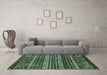 Machine Washable Abstract Turquoise Modern Area Rugs in a Living Room,, wshabs665turq