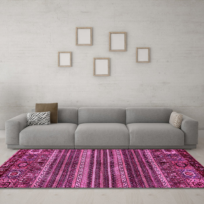 Machine Washable Abstract Pink Modern Rug in a Living Room, wshabs665pnk