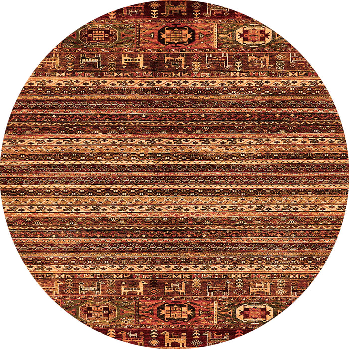Round Machine Washable Abstract Orange Modern Area Rugs, wshabs665org