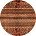 Round Machine Washable Abstract Orange Modern Area Rugs, wshabs665org