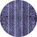 Round Abstract Blue Modern Rug, abs665blu