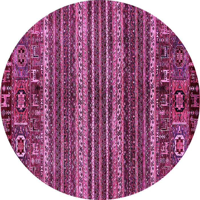 Round Machine Washable Abstract Pink Modern Rug, wshabs665pnk