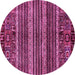 Round Machine Washable Abstract Pink Modern Rug, wshabs665pnk