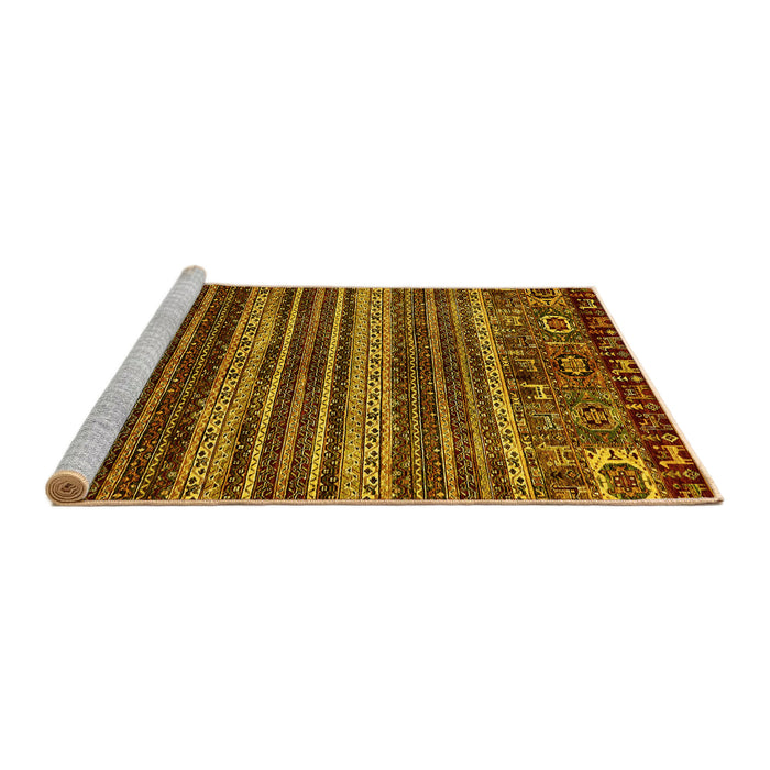Sideview of Machine Washable Abstract Yellow Modern Rug, wshabs665yw