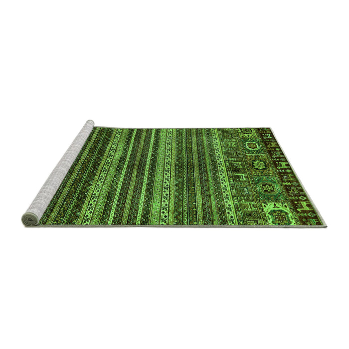 Sideview of Machine Washable Abstract Green Modern Area Rugs, wshabs665grn