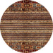 Round Abstract Maroon Red Modern Rug, abs665