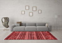 Machine Washable Abstract Red Modern Rug, wshabs665red