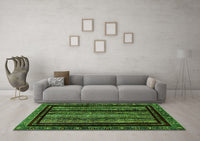 Machine Washable Abstract Green Modern Rug, wshabs666grn