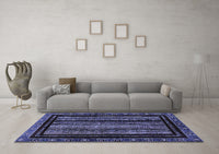 Machine Washable Abstract Blue Modern Rug, wshabs666blu