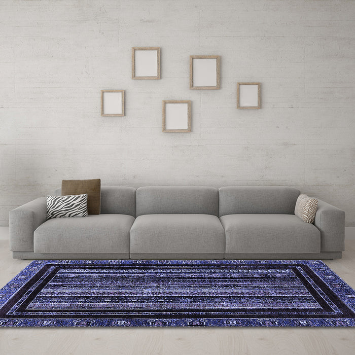Machine Washable Abstract Blue Modern Rug in a Living Room, wshabs666blu