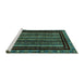 Sideview of Machine Washable Abstract Turquoise Modern Area Rugs, wshabs666turq