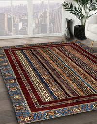 Abstract Dark Almond Brown Modern Rug, abs666