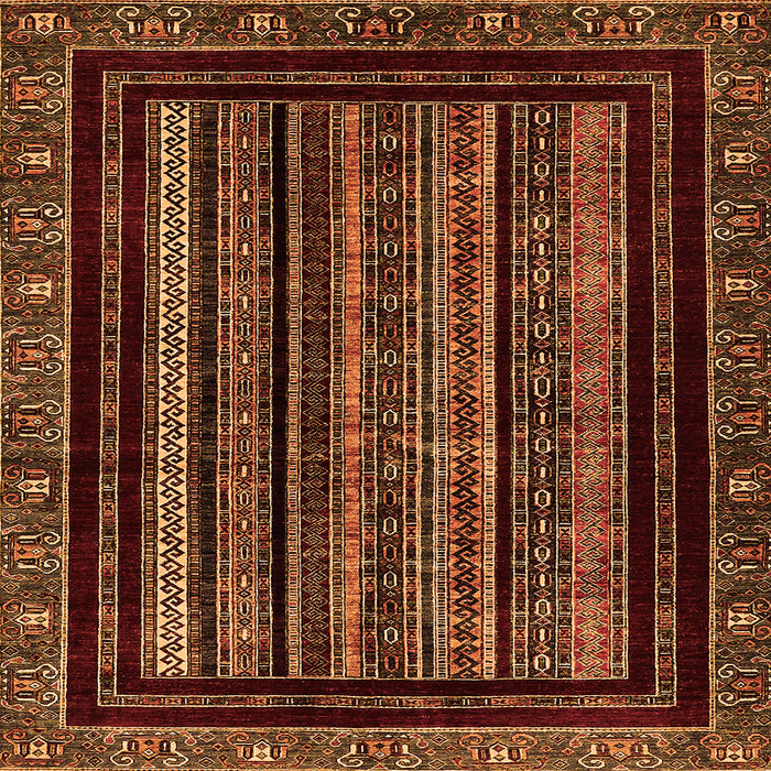 Square Machine Washable Abstract Orange Modern Area Rugs, wshabs666org