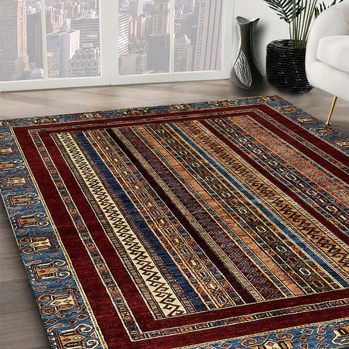 Abstract Dark Almond Brown Modern Rug in Family Room, abs666