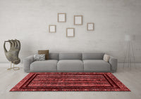 Machine Washable Abstract Red Modern Rug, wshabs666red