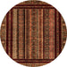 Round Abstract Orange Modern Rug, abs666org