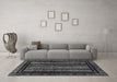 Machine Washable Abstract Gray Modern Rug in a Living Room,, wshabs666gry